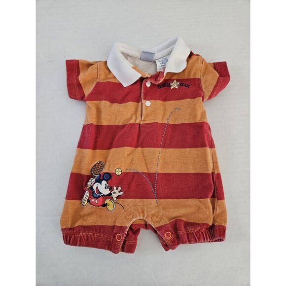 Disney Mickey Mouse Tennis Romper Sz 0 - 3 Months Baby Infant Wonderful World Of - Picture 1 of 5